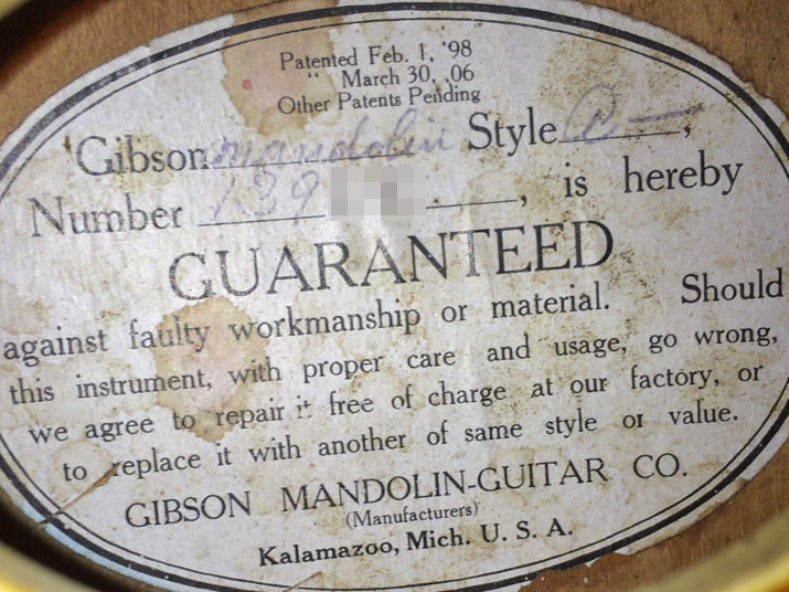 Gibson Mandolin Style-a 1914 8