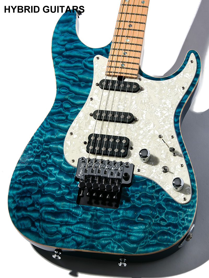 T's Guitars DST-Classic Droptop with Floyd Rose Quilt Trans Blue  3