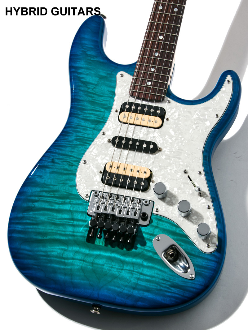 RY Guitar Custom Order Stratocaster Trans Blue Burst 3