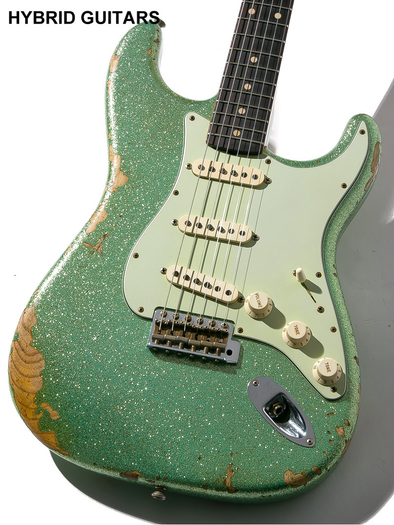 Fender Custom Shop 30th Anniversary Limited & NAMM Limited Custom Built 1960 Stratocaster Heavy Relic Sea Form Sparkle 3