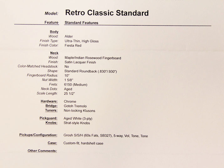 Don Grosh Retro Classic Standard Fiesta Red 9