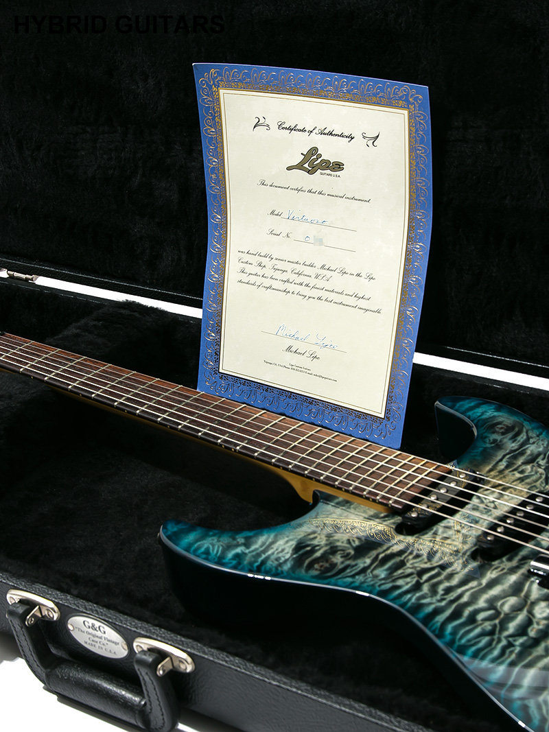 Lipe Guitars Virtuoso Quilt Trans Blue Burst 13