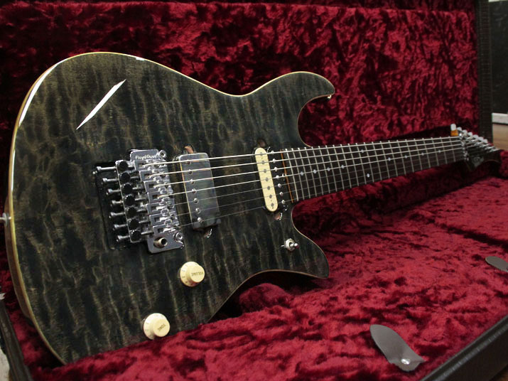 Crews Maniac Sound Ab’s 7st Quilt Trans Black w/ Bare Knuckle Pickups 1