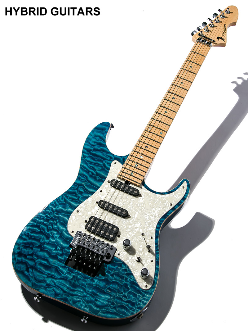 T's Guitars DST-Classic Droptop with Floyd Rose Quilt Trans Blue  1