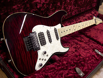 Tom Anderson Drop Top Classic 	Cajun Red to Dark Red Burst with Binding