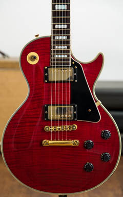 Burny Les Paul Custom Type Trans Red ボディー正面 サムネイル