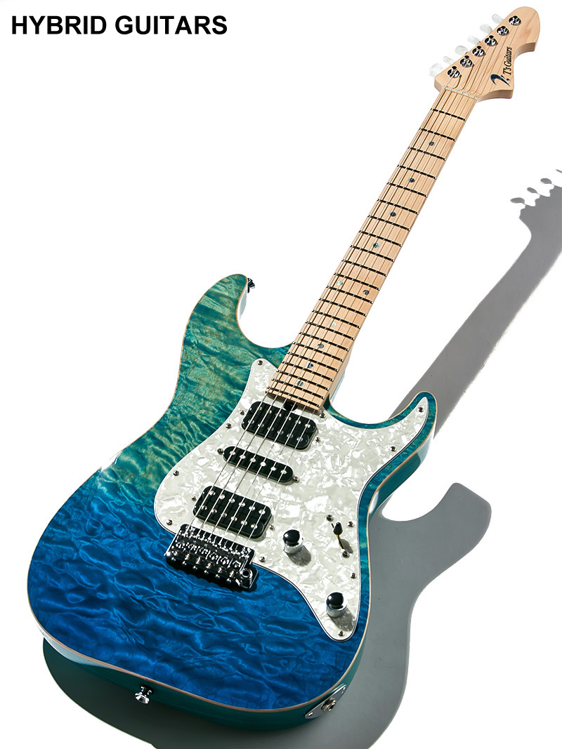 T's Guitars DST-Classic 22 Drop Top Quilt Faded Bora Bora Blue 1