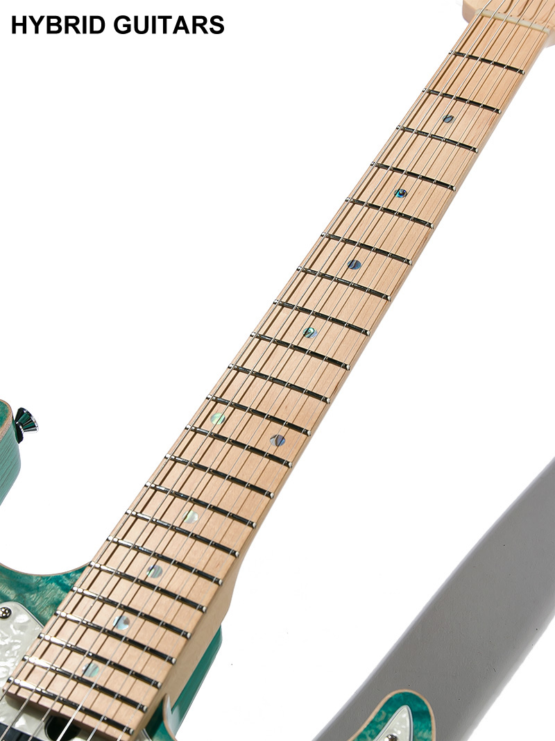 T's Guitars DST-Classic 22 Drop Top Quilt Faded Bora Bora Blue 7