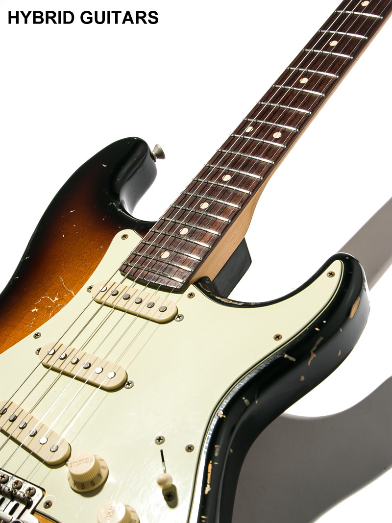 J.W.Black Guitars JWB-S 3 Tone Sunburst Midium Aged  9