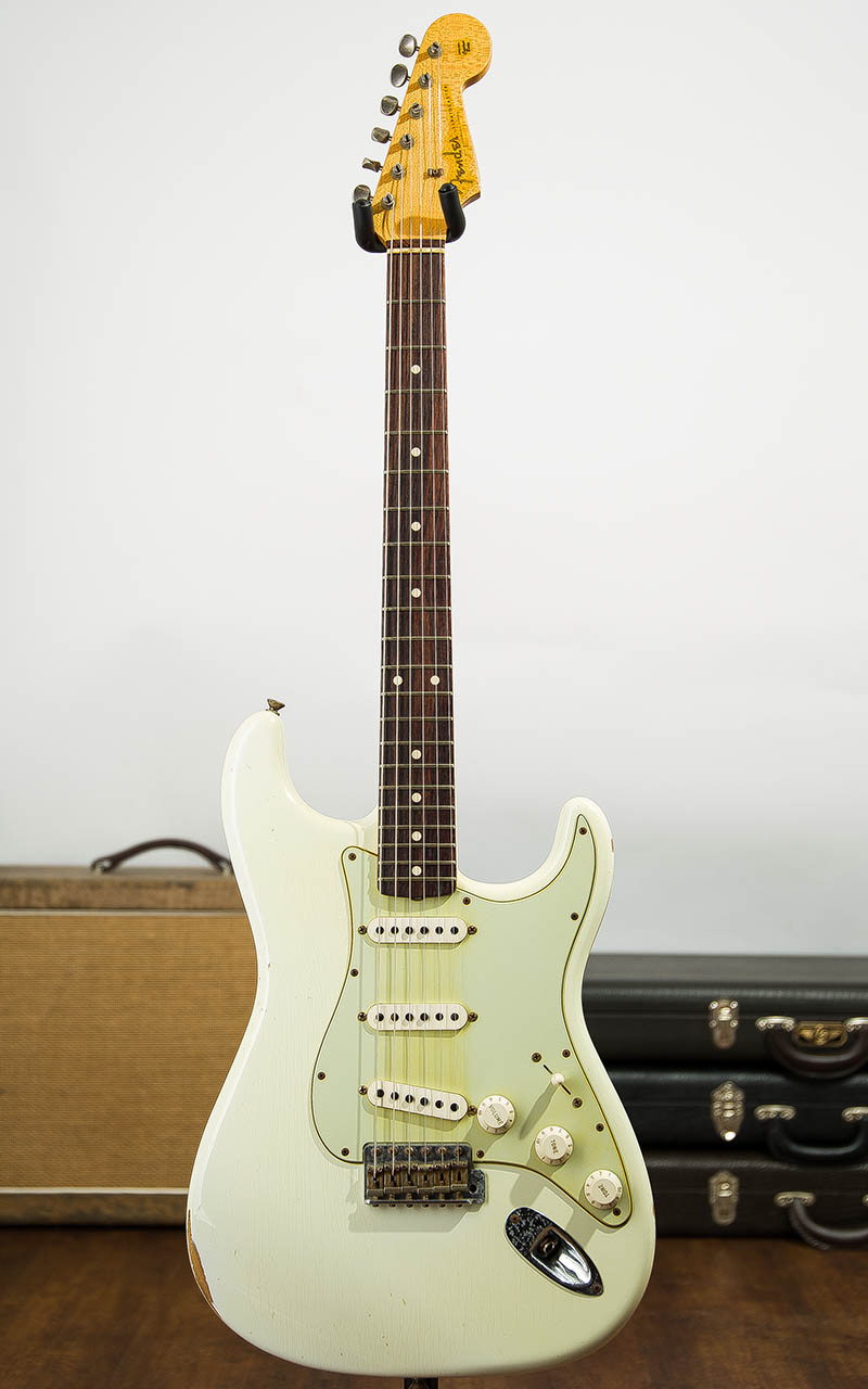 Fender Custom Shop 1961 Stratocaster Relic Quartersawn Flame Maple Olympic White 2013 1