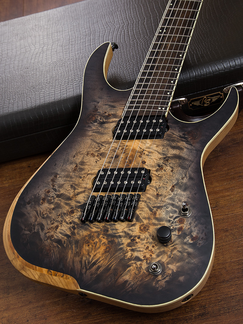 SKERVESEN GUITARS Raptor 7 Burl Top Black Burst Graphite 2017 3