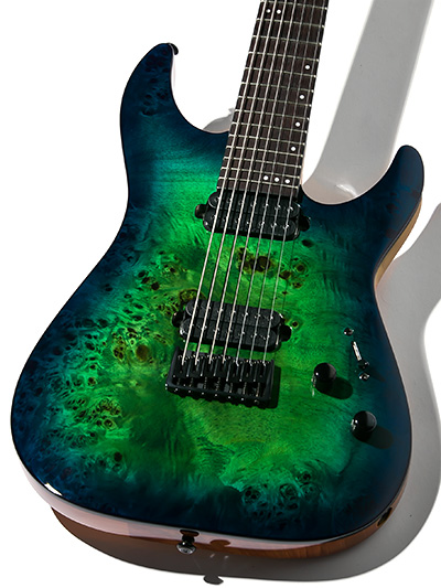 Schecter C-7 Pro Burl Top Aqua Burst