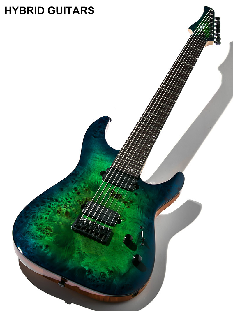 Schecter C-7 Pro Burl Top Aqua Burst 1