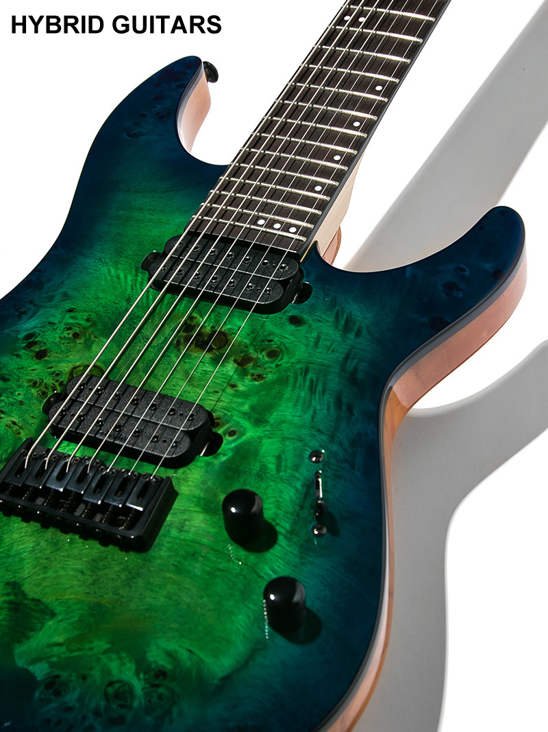 Schecter C-7 Pro Burl Top Aqua Burst 9