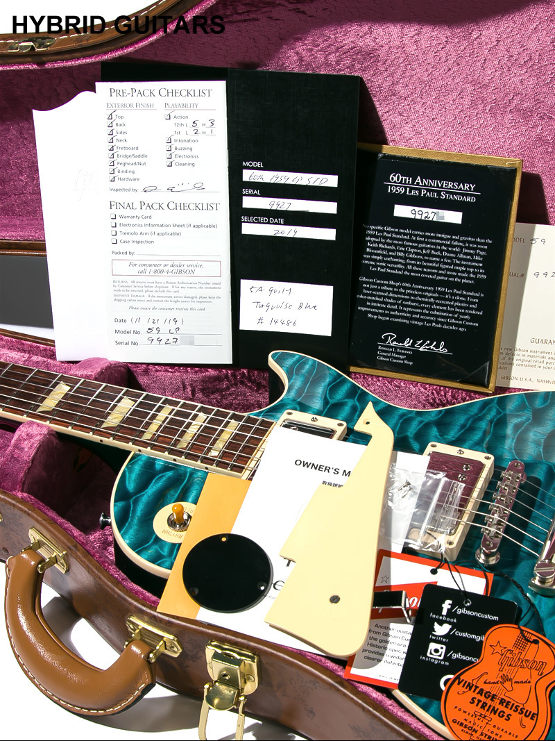 Gibson Custom Shop 60th Anniversary 1959 Les Paul Standard 5A Quilt Turquoise Blue Gloss 2019 14