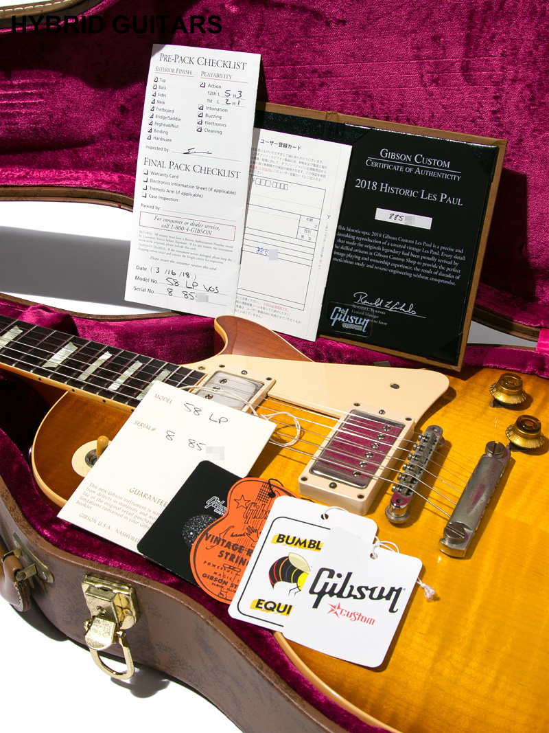 Gibson Custom Shop Historic Collection 1958 Les Paul Standard Reissue Figured VOS Honey Burst 2018 15