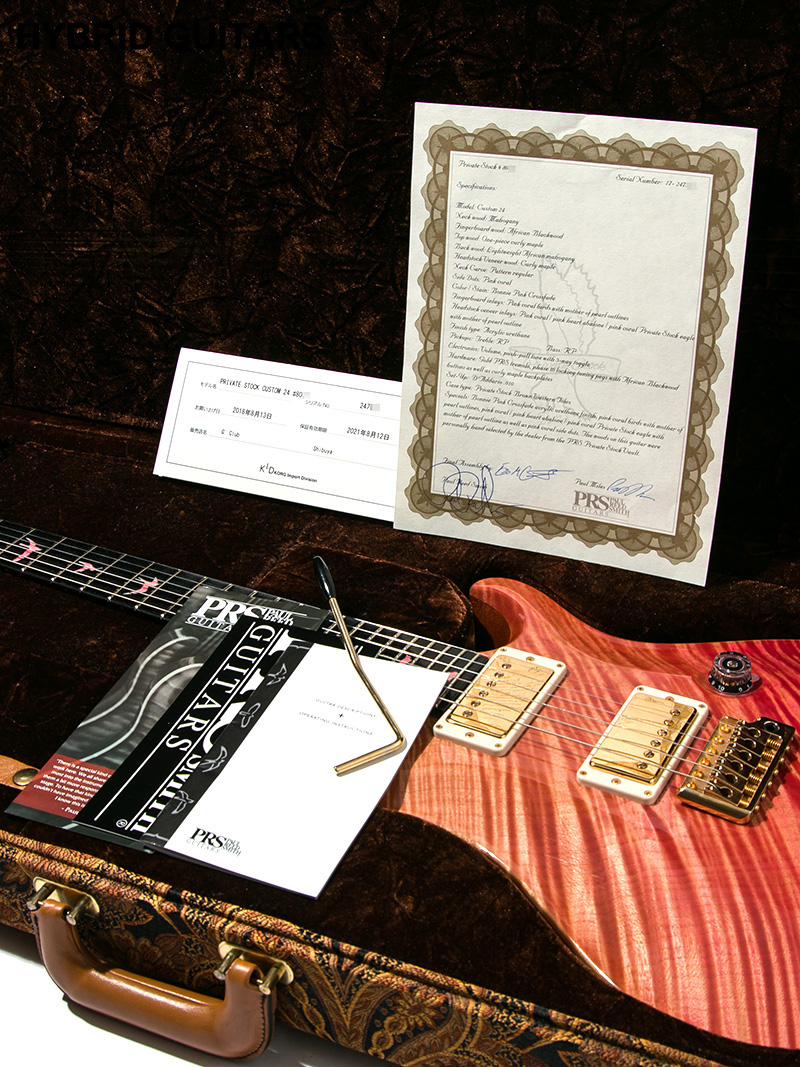 Paul Reed Smith(PRS) Private Stock Custom24 1-Piece Curly Maple Top & African Blackwood F.B. Bonnie Pink Crossfade 15