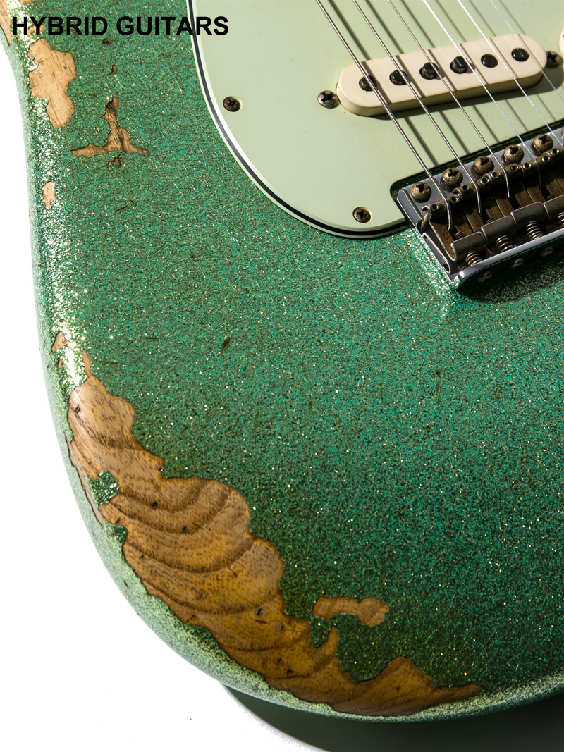 Fender Custom Shop 30th Anniversary Limited & NAMM Limited Custom Built 1960 Stratocaster Heavy Relic Sea Form Sparkle 10