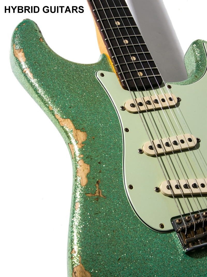 Fender Custom Shop 30th Anniversary Limited & NAMM Limited Custom Built 1960 Stratocaster Heavy Relic Sea Form Sparkle 9