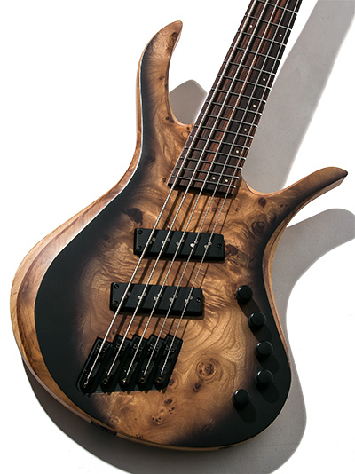 Skervesen Guitars Bronto 37-5 Burl Elm Black Burst Matt 