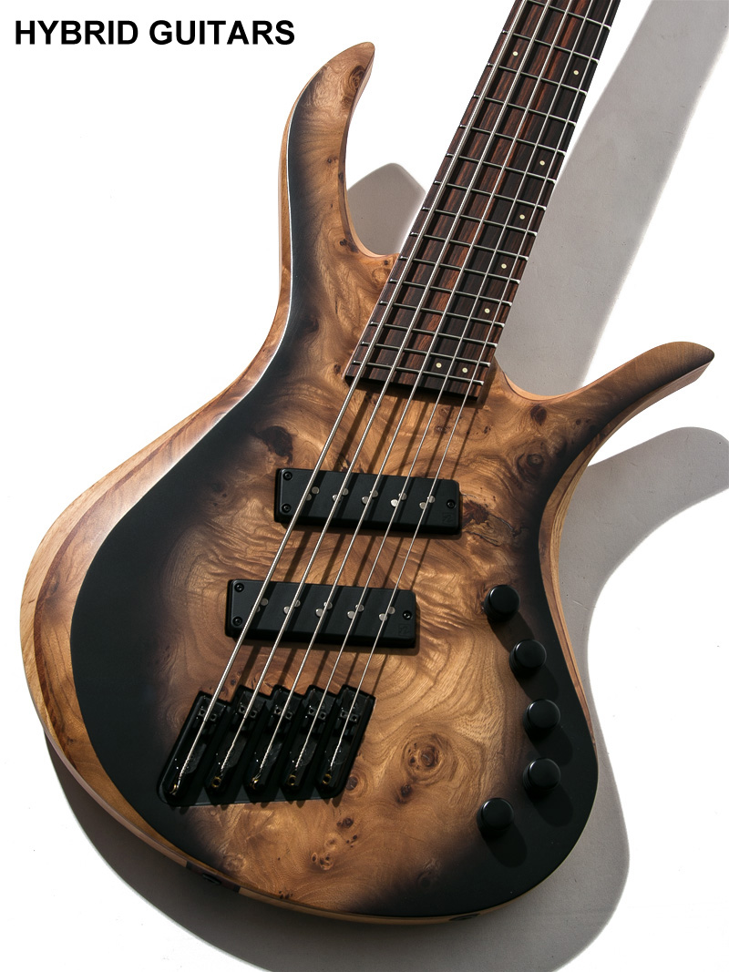 Skervesen Guitars Bronto 37-5 Burl Elm Black Burst Matt  3