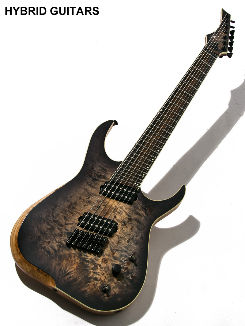 SKERVESEN GUITARS Raptor 7 Burl Top Black Burst Graphite 2017 中古