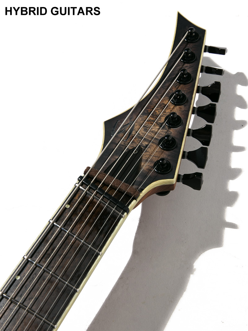 SKERVESEN GUITARS Raptor 7 Burl Top Black Burst Graphite 5