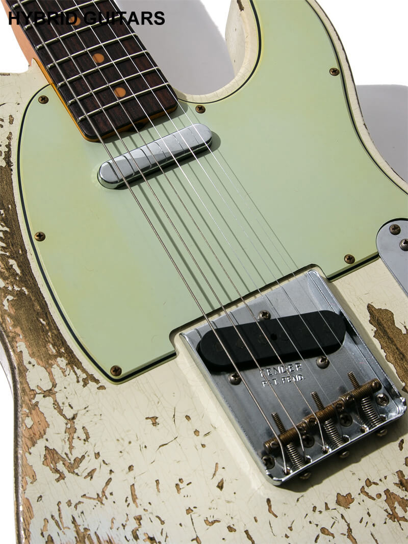 Fender Custom Shop NAMM Limited 1963 Telecaster Dark Rosewood & Extra Body Relicing Super Heavy Relic Aged Olympic White  11