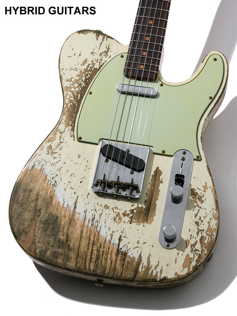 Fender Custom Shop NAMM Limited 1963 Telecaster Dark Rosewood & Extra Body Relicing Super Heavy Relic Aged Olympic White  3