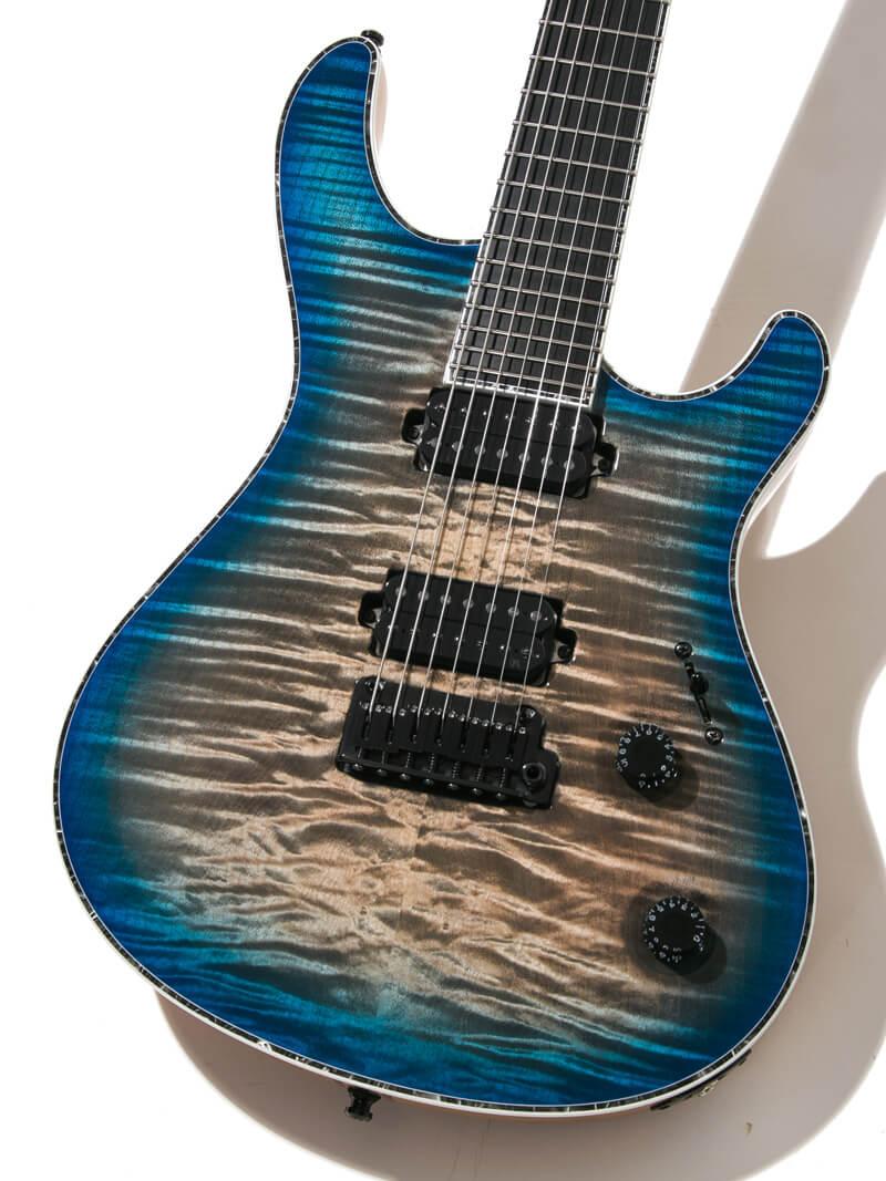 Mayones Regius V24 7 Trans Jeans Black 2Tone Blue Burst Gloss 3