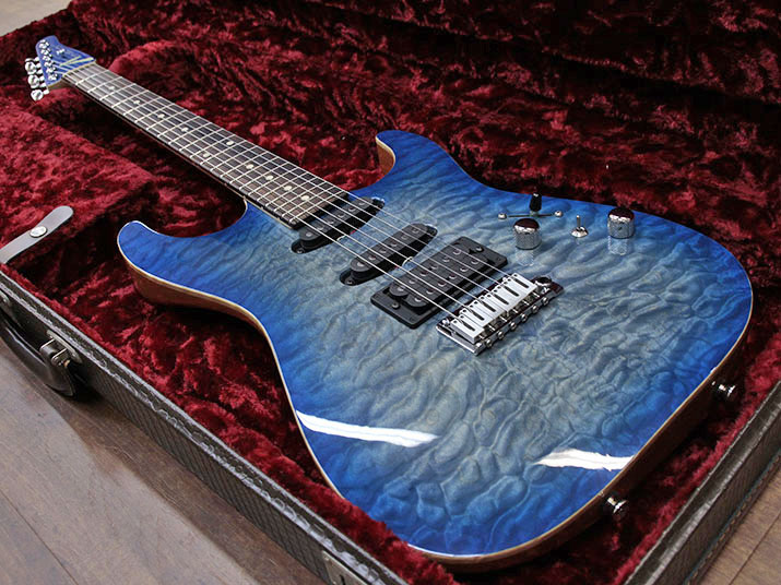 Tom Anderson Hollow Drop Top Jack's Blue Burst with Binding  2